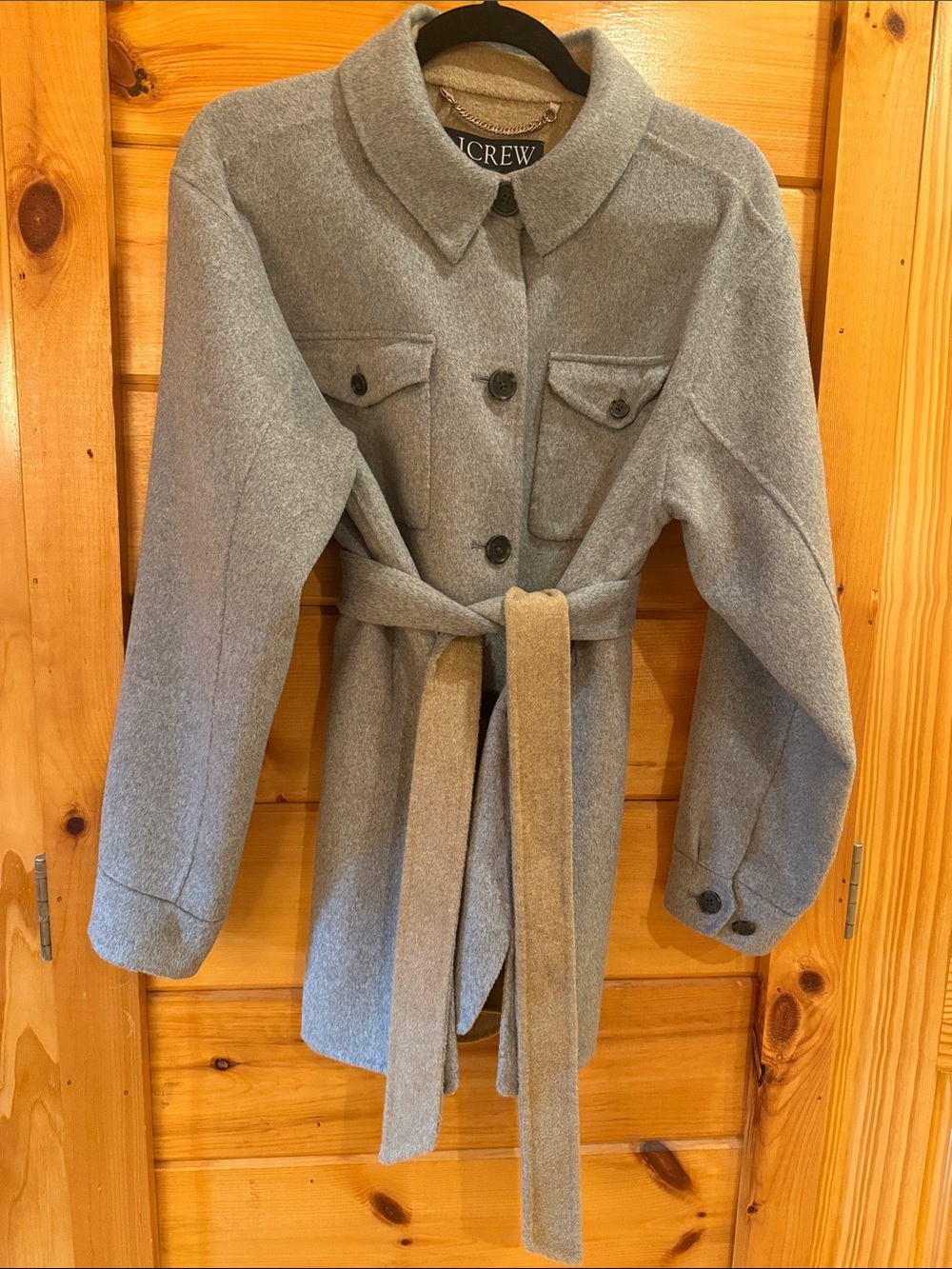 NWT! 🩶 J. Crew Double Faced Wool Shacket, Grey/Camel, Size M - Picture 6 of 9
